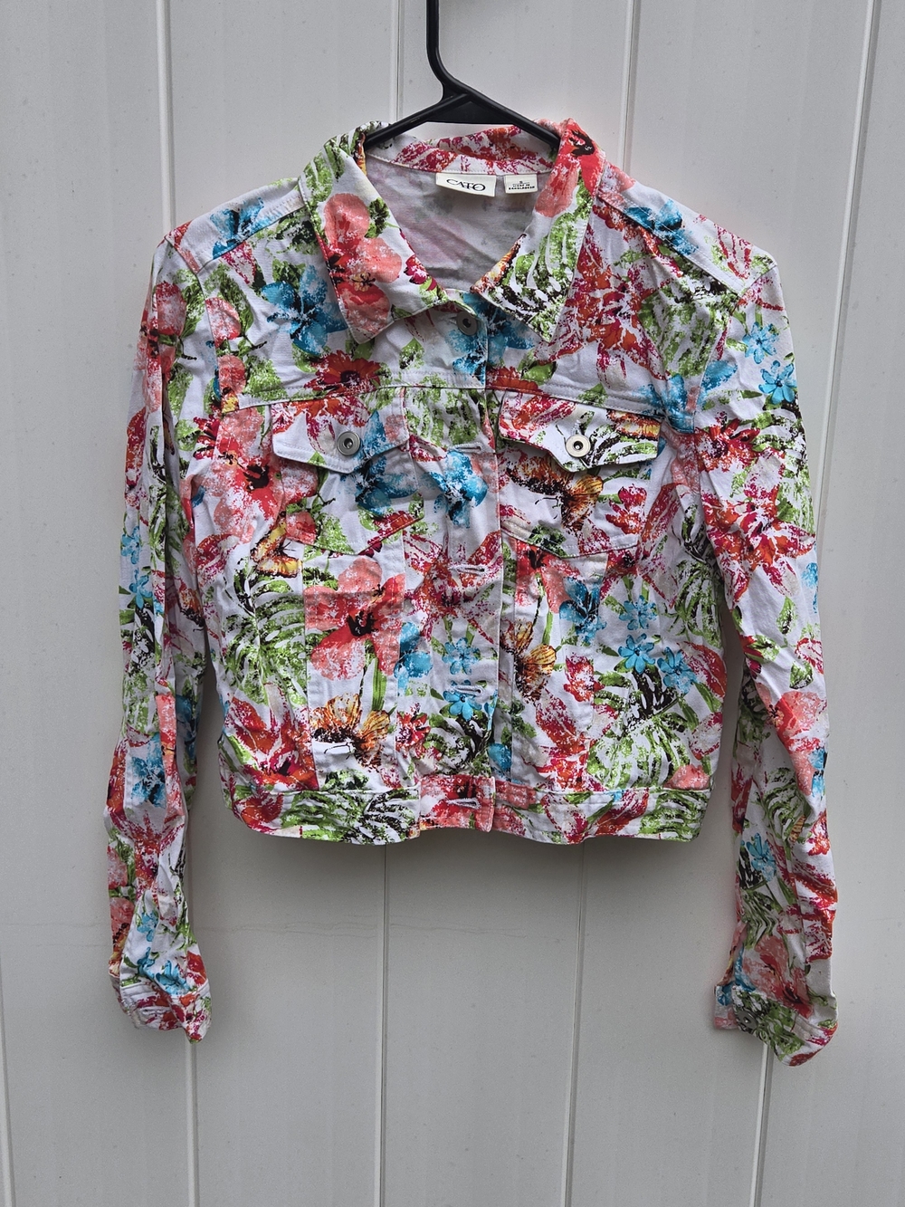 Cato Floral Cropped Jacket - Multi-Color